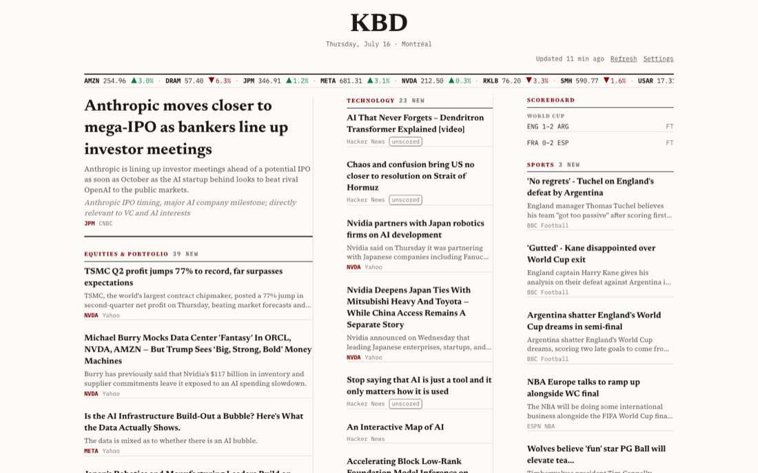 Personalized Newspaper rendered as a dense three-column broadsheet